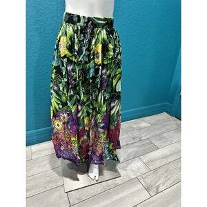 VTG Take Two Floral Multicolor Crinkle Maxi Skirt Boho Art To Wear‎ Cottage XL